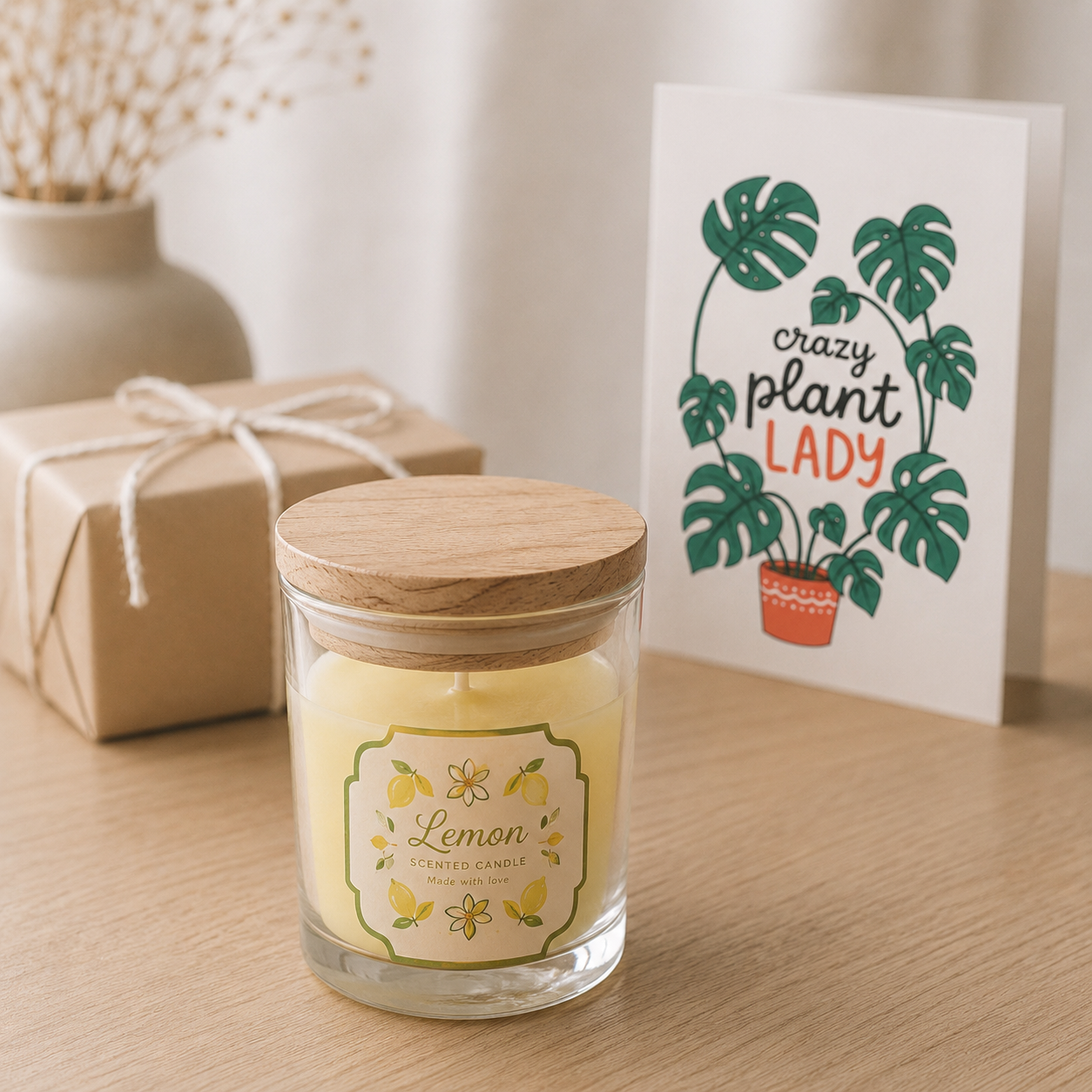 Lemon Scented Candle in Glass Jar