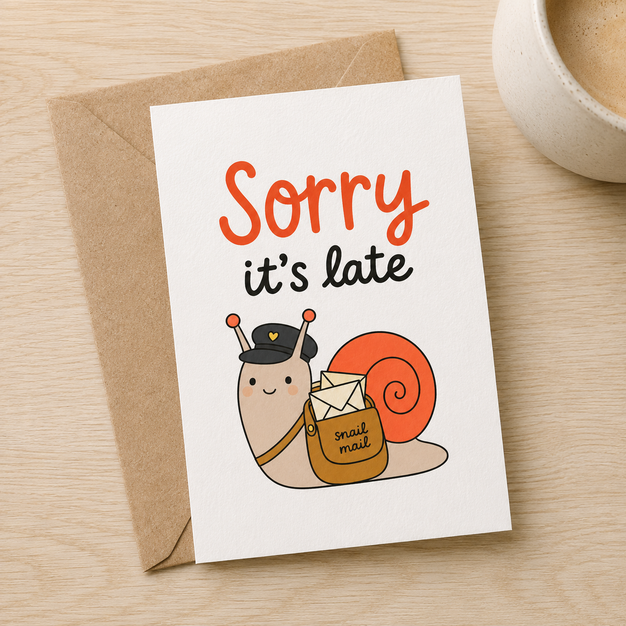 Sorry It’s Late Snail Mail Greeting Card