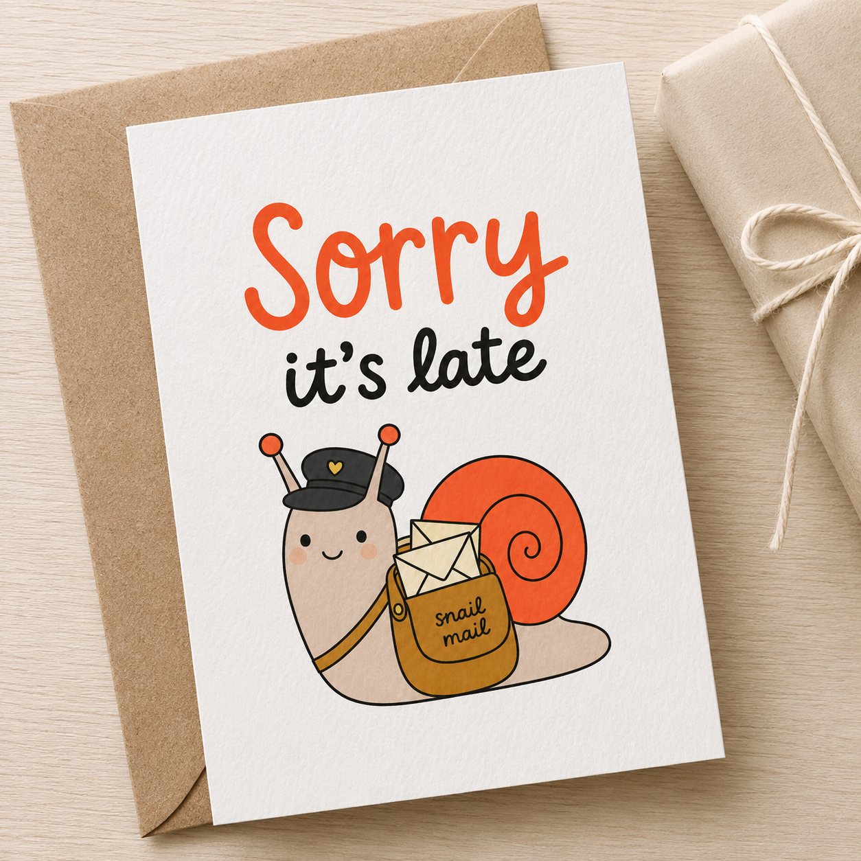 Sorry It’s Late Snail Mail Greeting Card