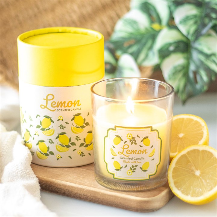 Lemon Scented Candle in Glass Jar