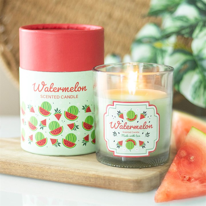 Watermelon Scented Candle in Glass Jar