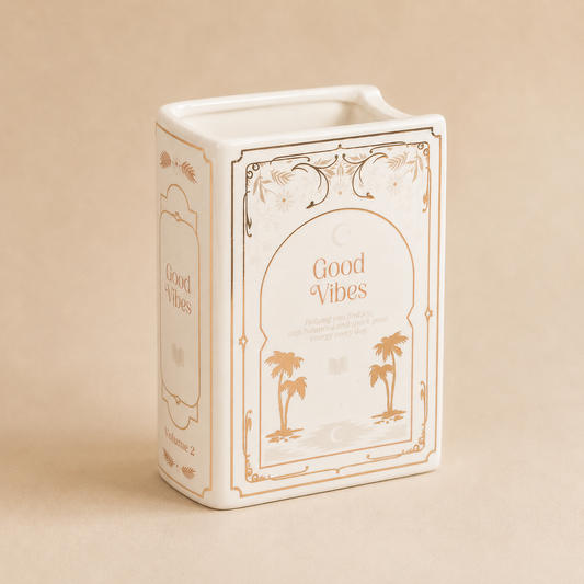 Good Vibes White Book Vase