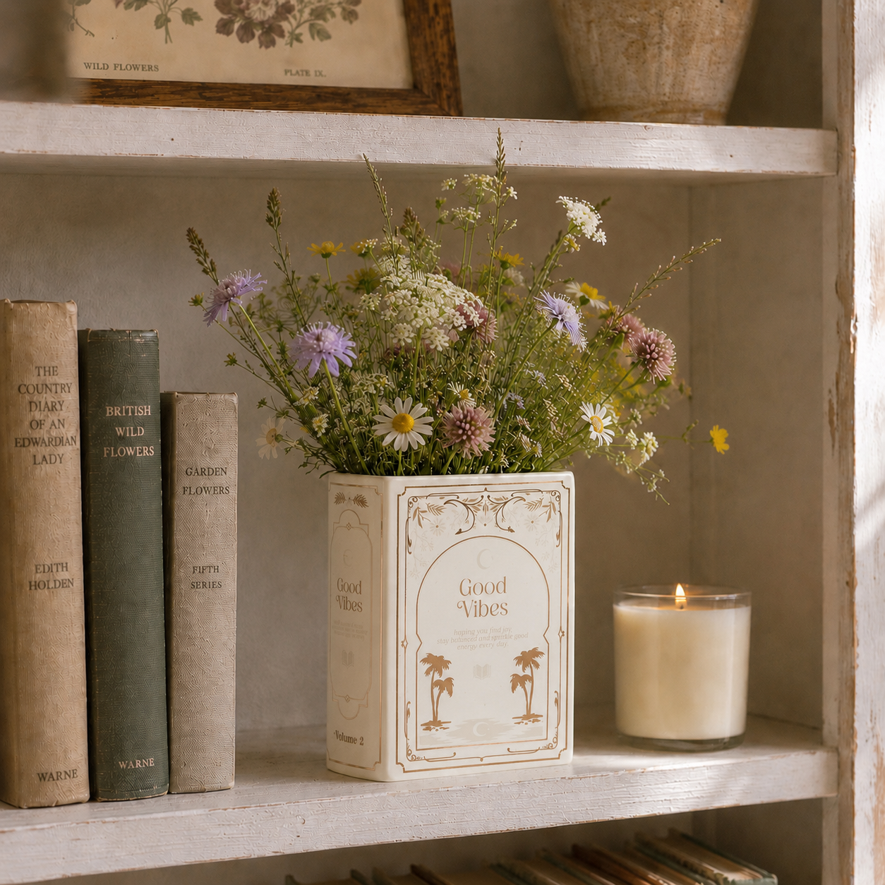 Good Vibes White Book Vase