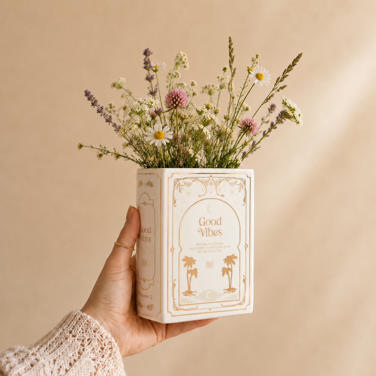 Good Vibes White Book Vase