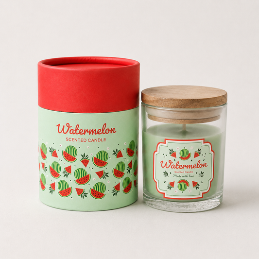 Watermelon Scented Candle in Glass Jar