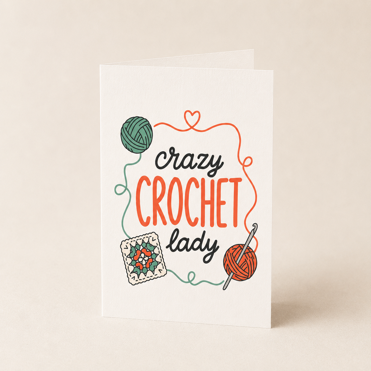Crazy Crochet Lady Greeting Card