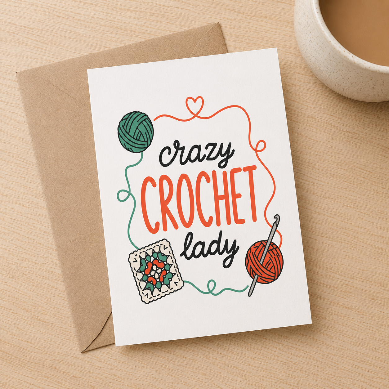 Crazy Crochet Lady Greeting Card