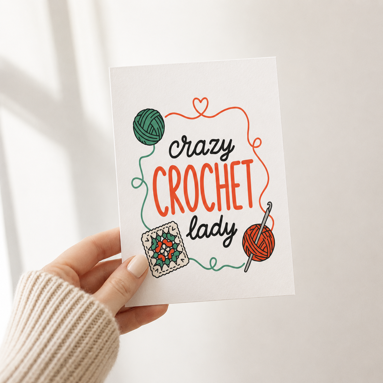 Crazy Crochet Lady Greeting Card
