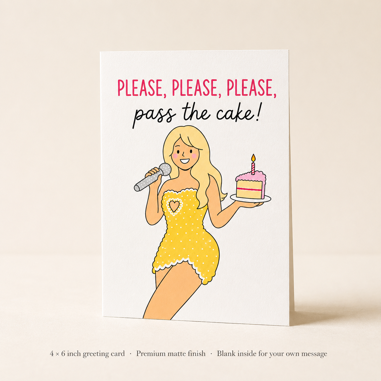 Pass the Cake Sabrina Carpenter Inspired Birthday Card